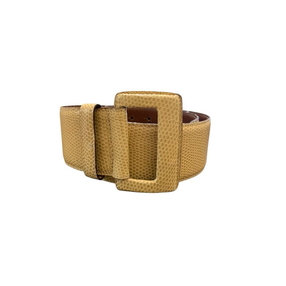 Empori Armani Women’s Wide Corset Style Leather‎ Reptile Yellow Gold 75/30 Italy